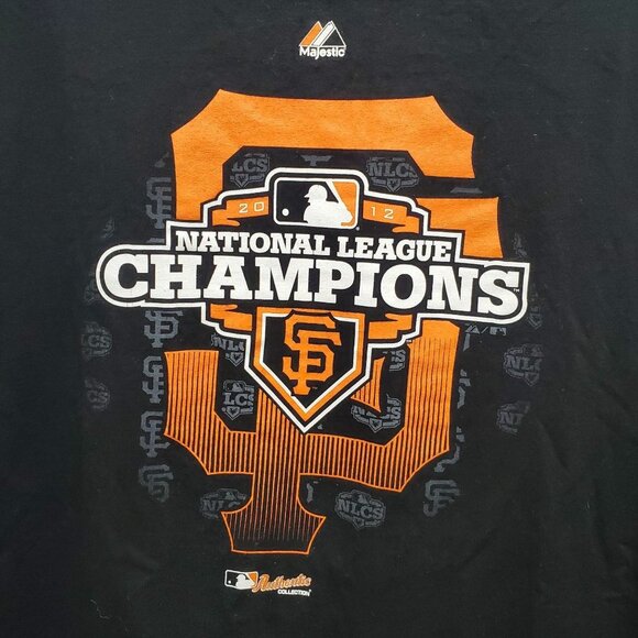 Majestic MLB San Fransisco National League Champions 2012 Black Tee Unisex 2XL‎ - Picture 2 of 4